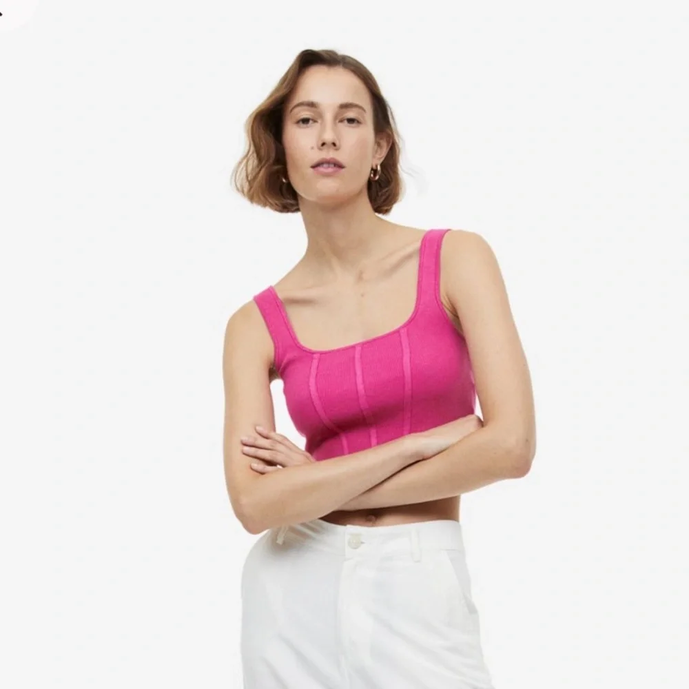 H&M Pink Fine Knit Corset Style Top - Picture 2 of 6
